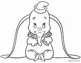 Dumbo Coloring Pages Disney Printable Disneyclips Cute Sitting Baby Funstuff sketch template