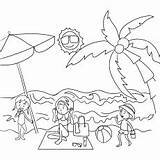 Summer Beach Holiday Coloring Pages Family Toddlers Printable Playing sketch template
