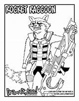 Rocket Raccoon Galaxy Guardians Drawing Coloring Draw Too Tutorial Getdrawings sketch template