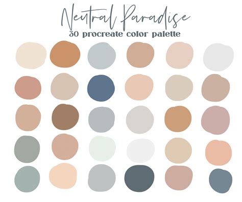 neutral paradise procreate color palette ipad procreate etsy neutral colour palette