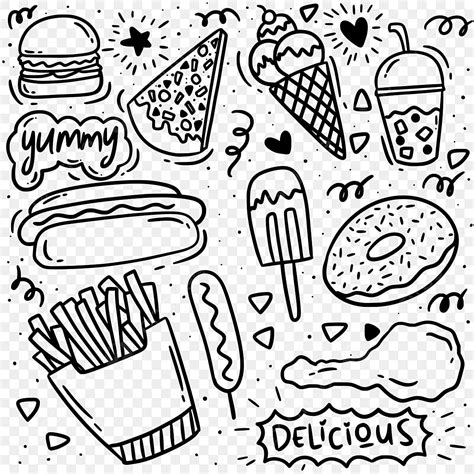fast food doodle illustration pattern food drawing rat drawing fast food drawing png