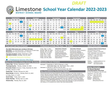 proposed   school year calendar limestone district school board