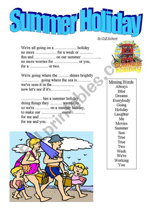 english worksheets summer holiday