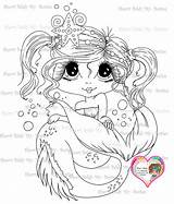 Mermaid Magical Sherri Digi Baldy Stamp Instant Doll Artist sketch template