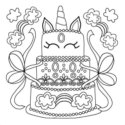 unicorn cake coloring page  kids coloringbay
