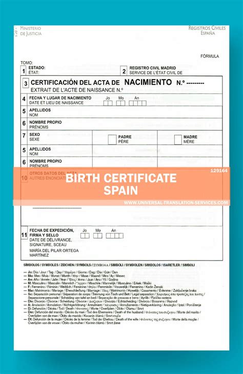 birth certificate template spain