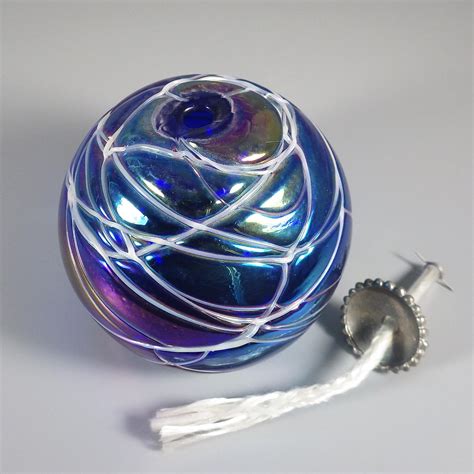Vintage Hand Blown Glass Ball Oil Lamp Intaglio Art Glass