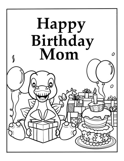 printable dinosaur happy birthday coloring pages
