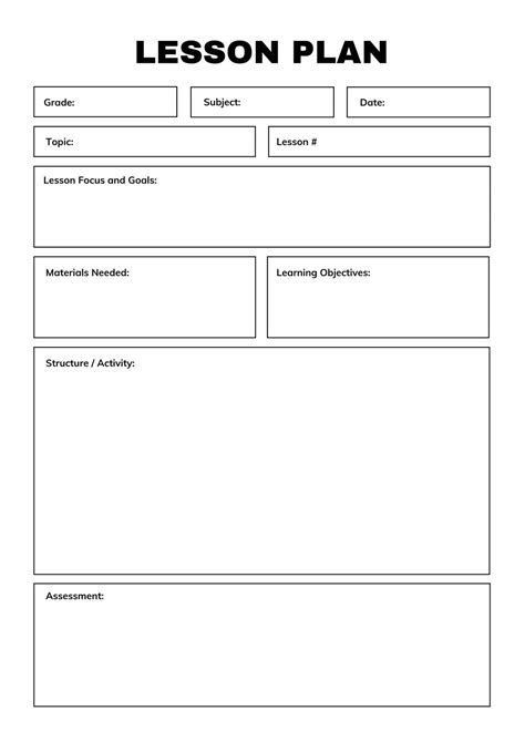 lesson plan template  printable printable form templates  letter