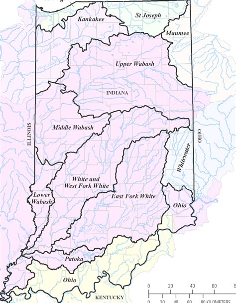 major rivers  river basins  indiana  scientific diagram
