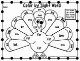 Sight Thanksgiving Word Color Printables Turkey Dolch Pages Coloring Worksheets Words Kindergarten Pre Worksheet Sheets Google Primer Activities Reading Freebies sketch template