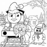 Thomas Coloring Pages Train Christmas Printable Color Friends Sheets Print Engine Clipart Tank Winter Party Cartoon Kids Drawing Book Activities sketch template