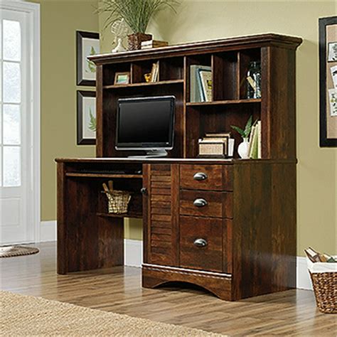 sauder harbor view computer desk  hutch  curado cherry walmart