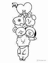 Bt21 Coloring Outline Pages Drawings Cute Doodle Bts Drawing Characters Easy Choose Board Cool sketch template