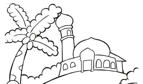 gambar mewarnai masjid   terbaru  anak sd tk paud