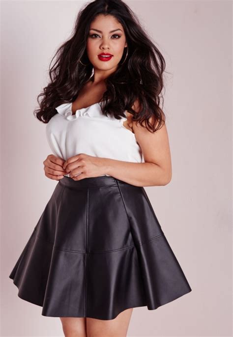 Missguided Plus Size Faux Leather Skater Skirt Black Lyst
