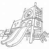 Playground Childrens Coloring Illustration Vector Park Yard Public Background sketch template
