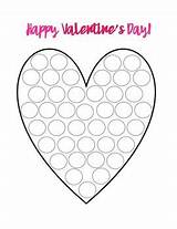 Dot Painting Valentine Valentines Editable Coloring sketch template
