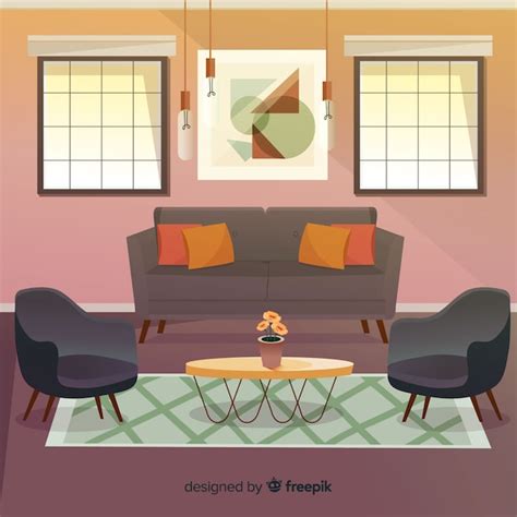 modern living room  flat design  vector