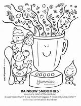 Rainbow Coloring Smoothie Kids Pages Food Smoothies Healthy Worksheet Eating Printable Cute Activity Summer Ice Cream Health Sheets Yummy Exciting sketch template
