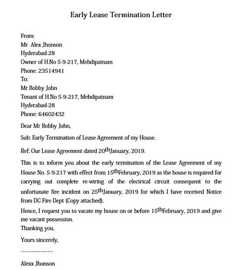 lease termination letter      word mous syusa