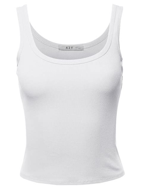 a2y a2y women s basic solid double scoop neck rib cropped tank top