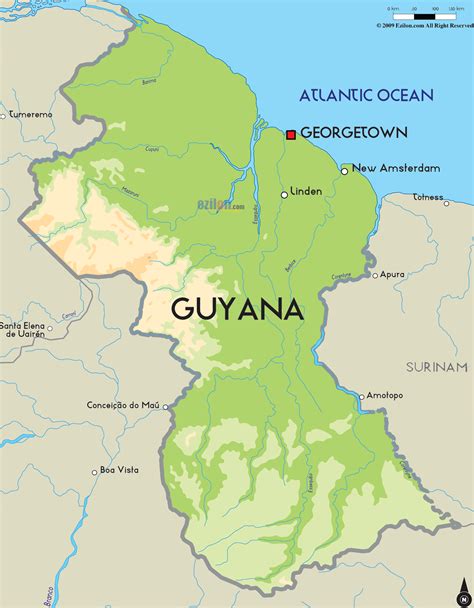 road map  guyana  guyana road maps