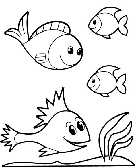 easy coloring page  preschoolers  fish