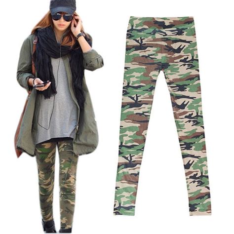 women camouflage army print stretch cool sexy pants skinny leggings