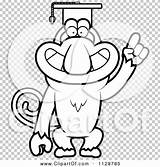 Monkey Coloring Proboscis Professor Outlined Cap Wearing Designlooter Clipart Vector Cartoon Baby sketch template