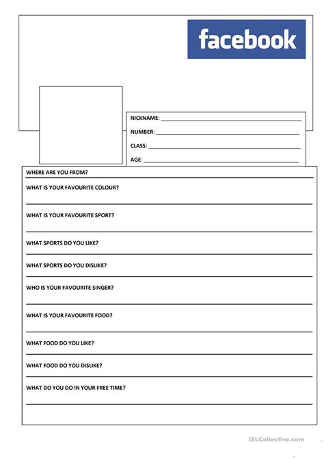 facebook template worksheet free esl printable worksheets made by teachers