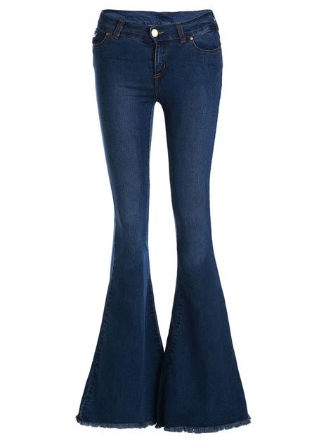 vintage  waisted loose fitting womens bell bottom jeans  deep blue dresslily