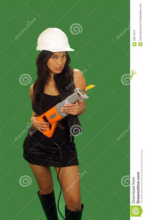 beautiful asian female construction worker 1 stock