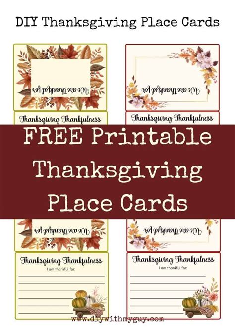 diy  printable thanksgiving place cards double sided diy