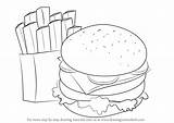 Draw Hamburger Fries Drawing Step Burger Snack Learn Drawings Food Snacks Tutorials Drawingtutorials101 Paintingvalley Tutorial sketch template