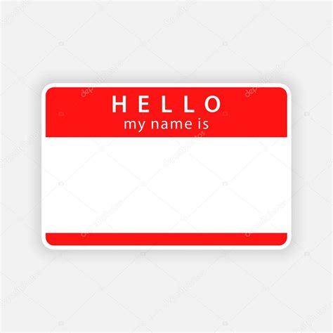 Red Name Tag Empty Sticker Hello My Name Is With Drop Gray