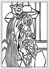 Picasso Coloring Pablo Weeping sketch template