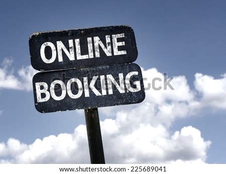 booking sign  clouds  sky background stock photo