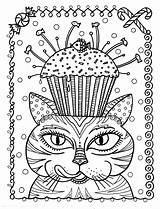Coloring Pages Adult Cupcake Zentangle Cake Cat Template Muller Deborah Adults sketch template