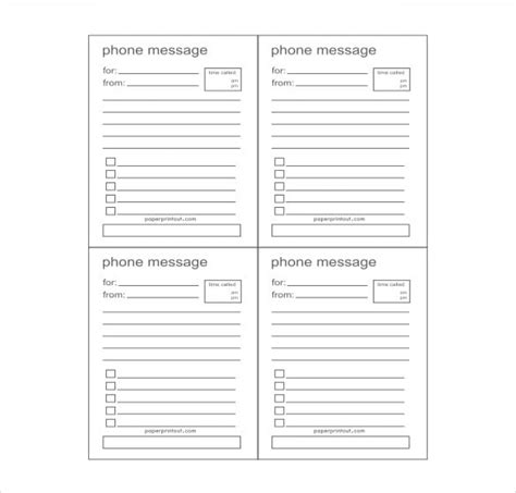 phone message template word card template
