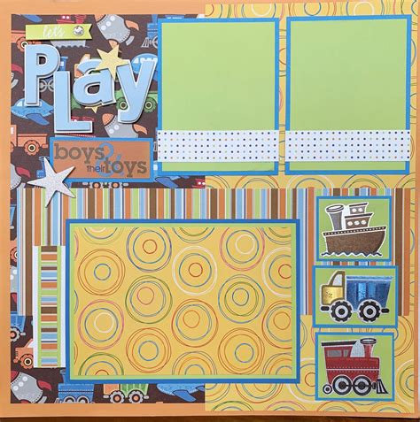 lets play  premade scrapbook page layout boys  toys