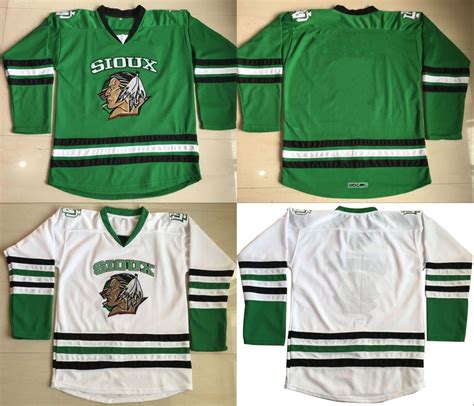 north dakota fighting sioux hockey jersey blank green university throwback stitched