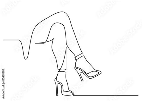 continuous line drawing of naked women legs in high heels acquista