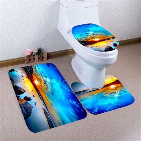 bathroom products pcsset bath toilet mat sets thicken  slip pedestal rug lid toilet cover