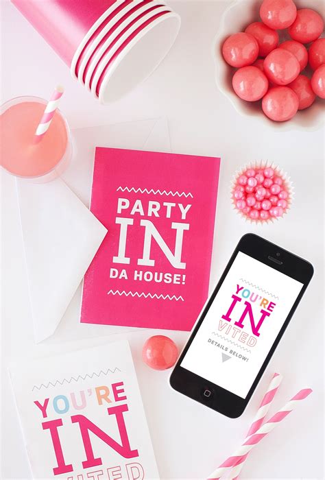 digital party invite cards  friends  frosting