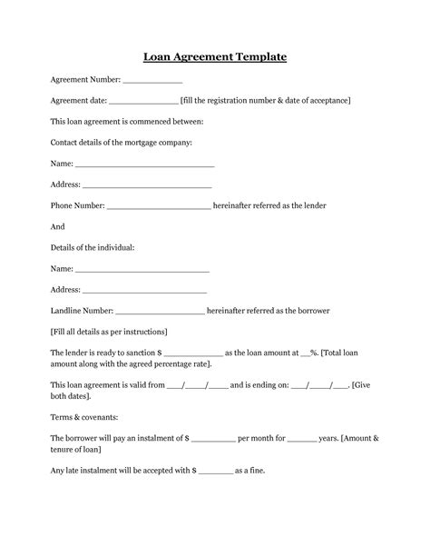 personal loan agreement word template template guru
