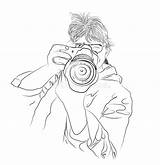 Fotografo Millennials Schizzo Macchina Fotografica Prende Donna sketch template