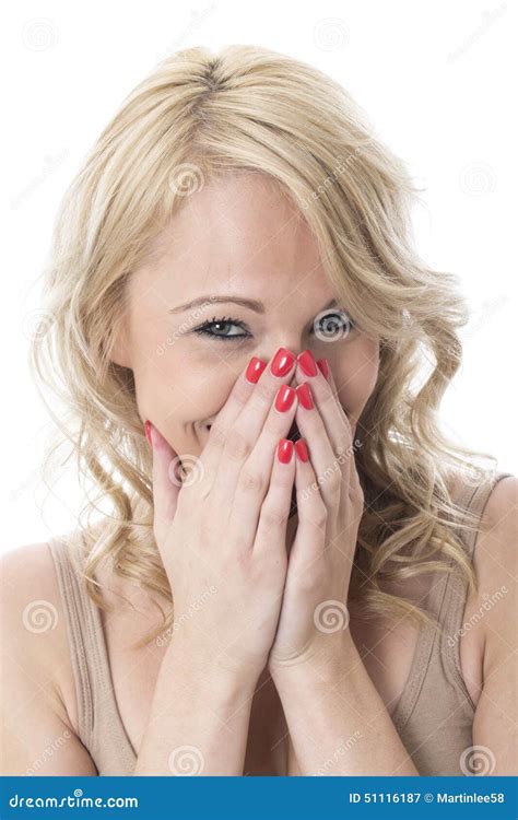 Young Woman Laughing And Embarrassed Stock Image Image Of Twenties