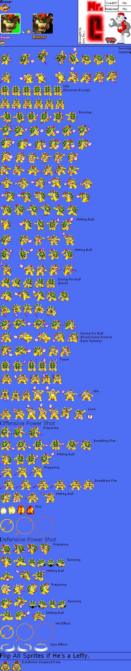 The Spriters Resource Full Sheet View Mario Tennis Power Tour Bowser