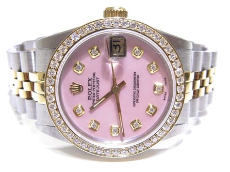rolex ladies datejust pink diamond dial jubilee band  tone  milon luxury jewelry